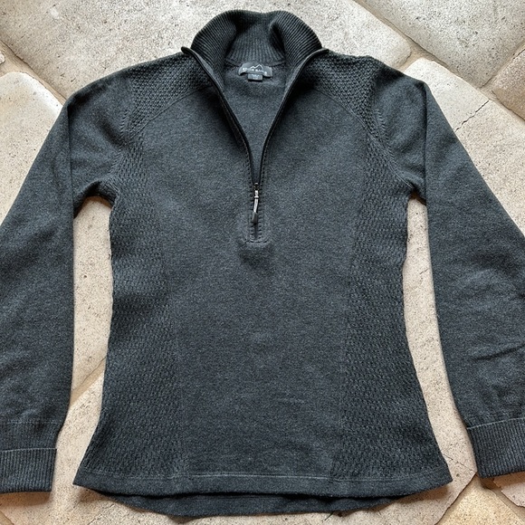 Eddie Bauer 🔥 1/4 Zip Up Grey Sweater Sz S - Picture 7 of 10